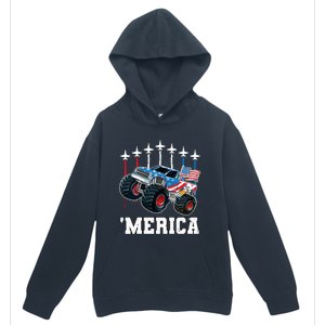 Monster Truck Usa Flag Patriotics Boy 4th Of July Urban Pullover Hoodie