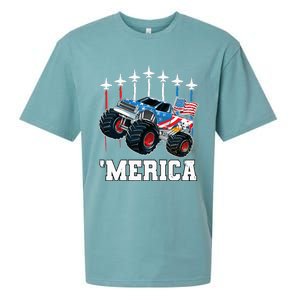 Monster Truck Usa Flag Patriotics Boy 4th Of July Sueded Cloud Jersey T-Shirt