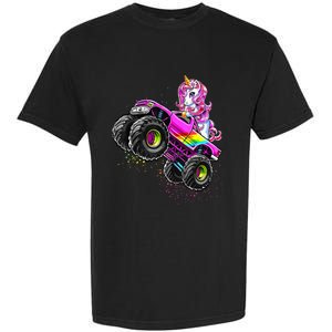 Monster Truck Unicorn Birthday Party Monster Truck Girl Garment-Dyed Heavyweight T-Shirt