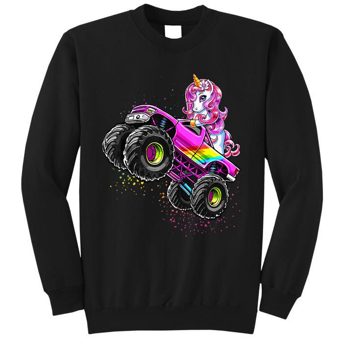 Monster Truck Unicorn Birthday Party Monster Truck Girl Sweatshirt