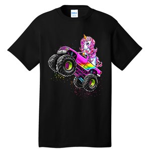 Monster Truck Unicorn Birthday Party Monster Truck Girl Tall T-Shirt