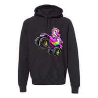 Monster Truck Unicorn Birthday Party Monster Truck Girl Premium Hoodie