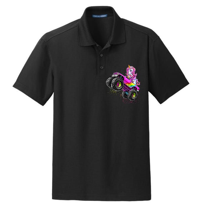 Monster Truck Unicorn Birthday Party Monster Truck Girl Dry Zone Grid Polo