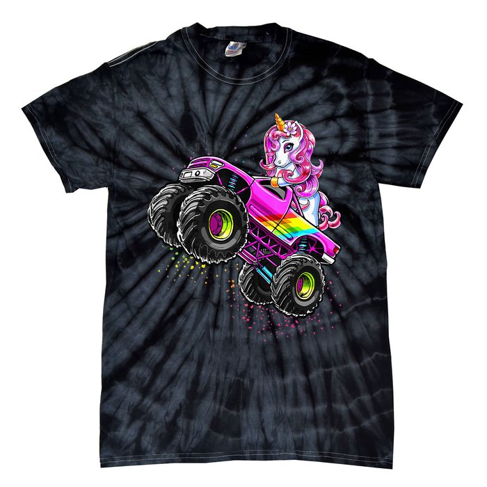 Monster Truck Unicorn Birthday Party Monster Truck Girl Tie-Dye T-Shirt