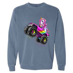 Monster Truck Unicorn Birthday Party Monster Truck Girl Garment-Dyed Sweatshirt