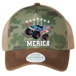 Monster Truck Usa Flag Patriotic Boy 4th Of July Legacy Tie Dye Trucker Hat