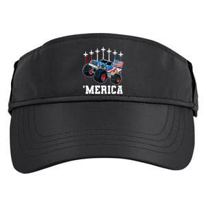 Monster Truck Usa Flag Patriotic Boy 4th Of July Adult Drive Performance Visor