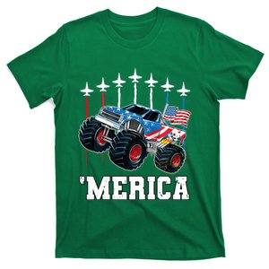 Monster Truck Usa Flag Patriotic Boy 4th Of July T-Shirt