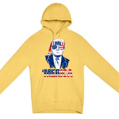 Merica Trump Usa American Flag 4th Of July Independence Day Gift Premium Pullover Hoodie