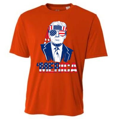 Merica Trump Usa American Flag 4th Of July Independence Day Gift Cooling Performance Crew T-Shirt