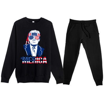 Merica Trump Usa American Flag 4th Of July Independence Day Gift Premium Crewneck Sweatsuit Set