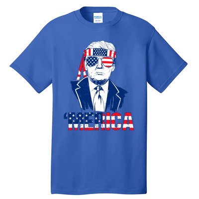 Merica Trump Usa American Flag 4th Of July Independence Day Gift Tall T-Shirt