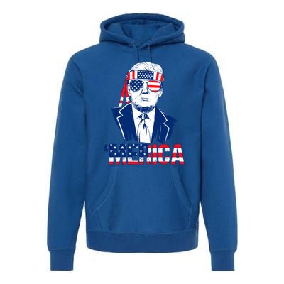 Merica Trump Usa American Flag 4th Of July Independence Day Gift Premium Hoodie