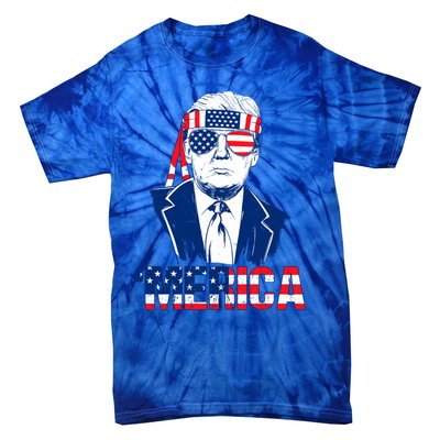 Merica Trump Usa American Flag 4th Of July Independence Day Gift Tie-Dye T-Shirt