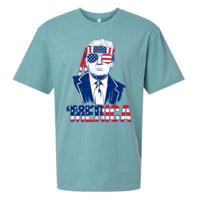 Merica Trump Usa American Flag 4th Of July Independence Day Gift Sueded Cloud Jersey T-Shirt