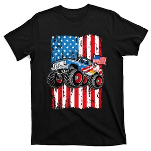 Monster Truck Usa Flag Patriotic 4th Of July T-Shirt