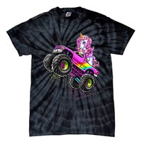 Monster Truck Unicorn Birthday Party Monster Truck Girl Gift Tie-Dye T-Shirt