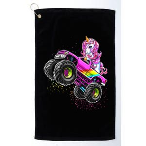 Monster Truck Unicorn Birthday Party Monster Truck Girl Gift Platinum Collection Golf Towel