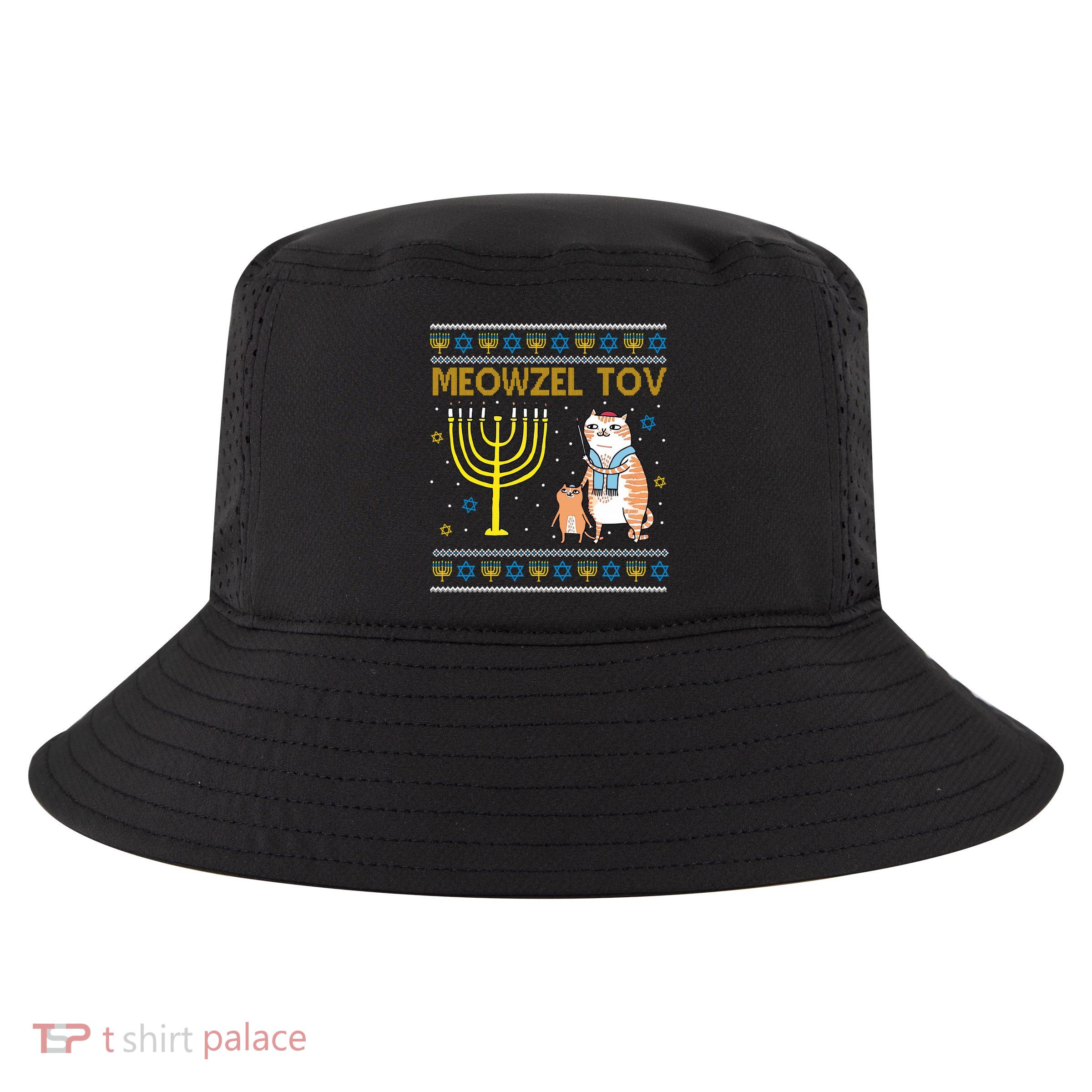 Meowzel Tov Ugly Hanukkah Cat Funny Cool Comfort Performance Bucket Hat