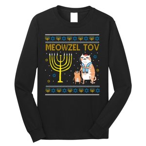 Meowzel Tov Ugly Hanukkah Cat Funny Long Sleeve Shirt