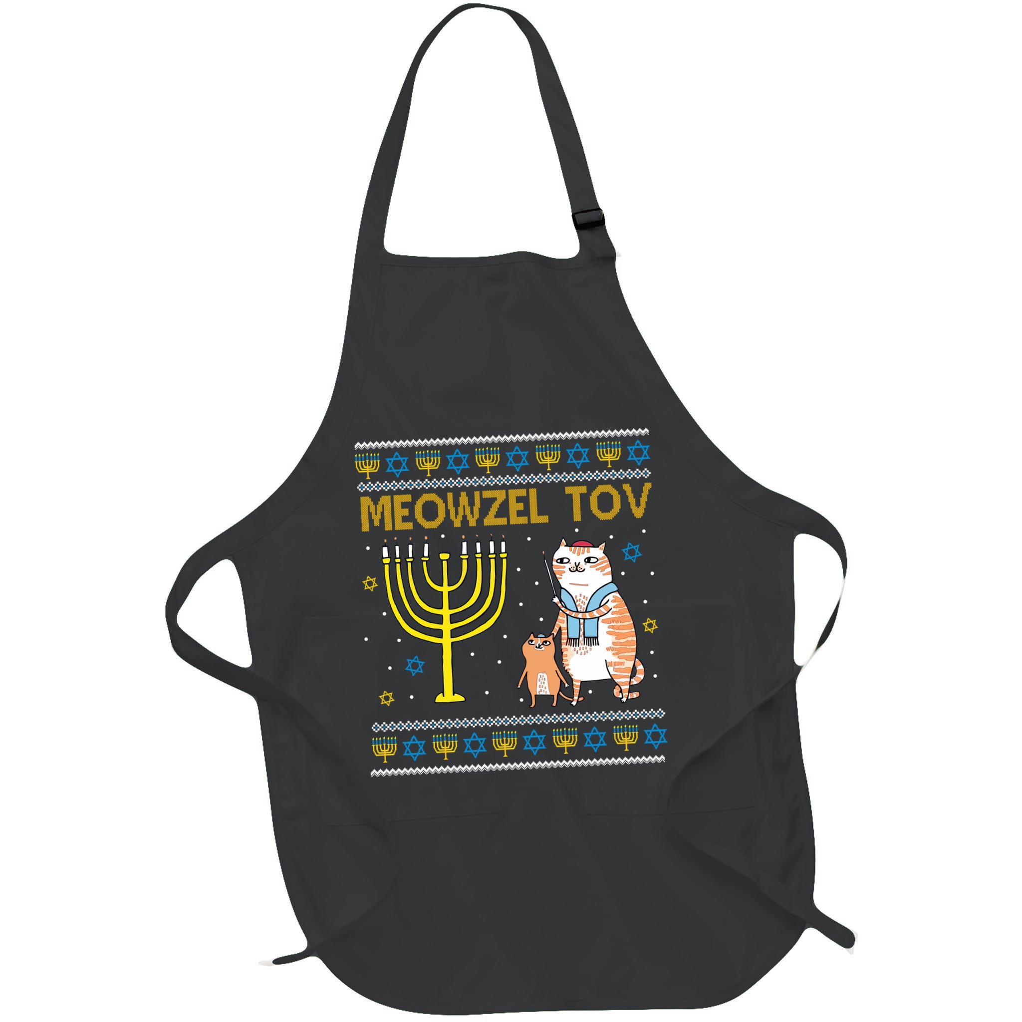 Meowzel Tov Ugly Hanukkah Cat Funny Apron