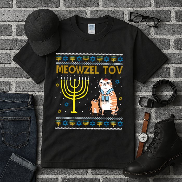 Meowzel Tov Ugly Hanukkah Cat Funny Tall T-Shirt