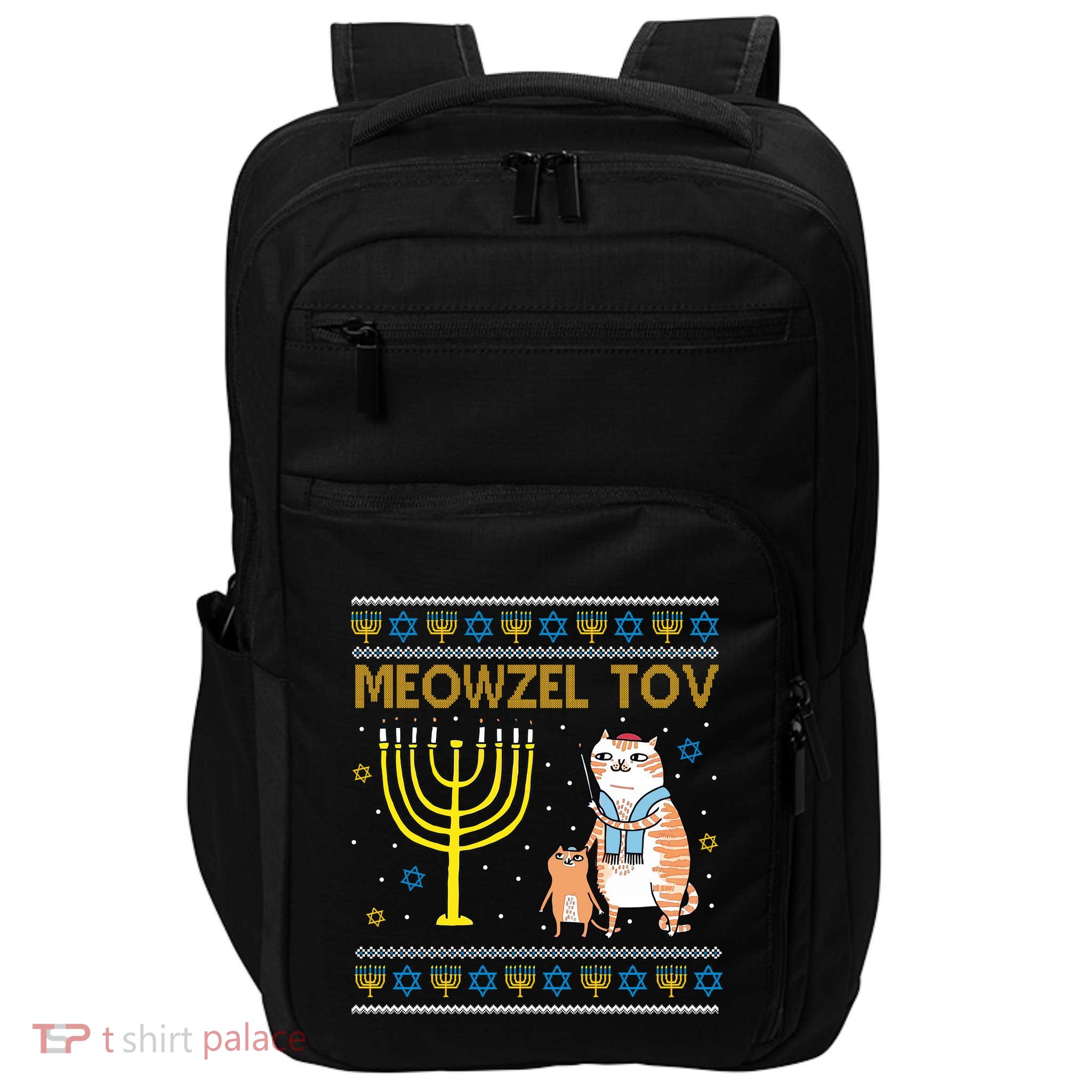 Meowzel Tov Ugly Hanukkah Cat Funny Impact Tech Backpack