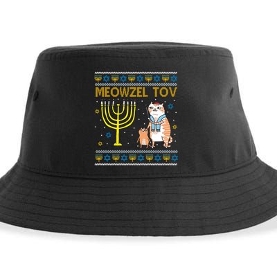 Meowzel Tov Ugly Hanukkah Cat Funny Sustainable Bucket Hat