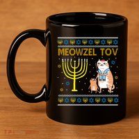 Meowzel Tov Ugly Hanukkah Cat Funny 11oz C Handle Ceramic Mug