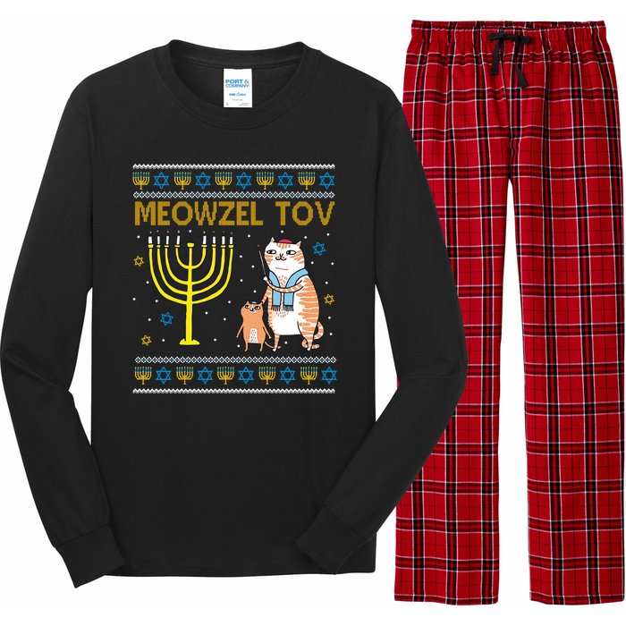 Meowzel Tov Ugly Hanukkah Cat Funny Long Sleeve Pajama Set