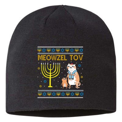 Meowzel Tov Ugly Hanukkah Cat Funny Sustainable Beanie