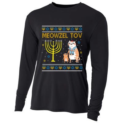 Meowzel Tov Ugly Hanukkah Cat Funny Cooling Performance Long Sleeve Crew