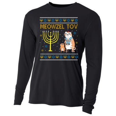 Meowzel Tov Ugly Hanukkah Cat Funny Cooling Performance Long Sleeve Crew