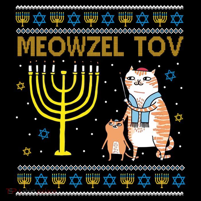 Meowzel Tov Ugly Hanukkah Cat Funny Poster