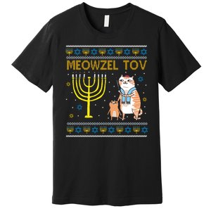 Meowzel Tov Ugly Hanukkah Cat Funny Premium T-Shirt