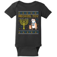 Meowzel Tov Ugly Hanukkah Cat Funny Baby Bodysuit