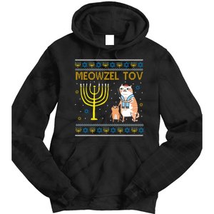 Meowzel Tov Ugly Hanukkah Cat Funny Tie Dye Hoodie