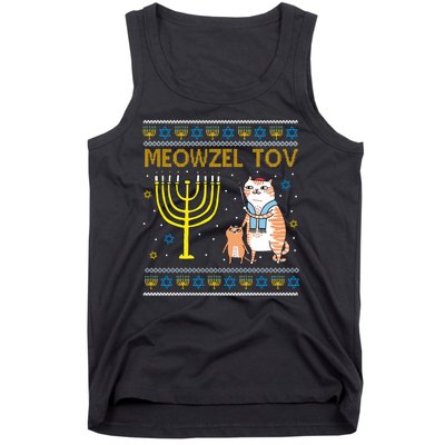 Meowzel Tov Ugly Hanukkah Cat Funny Tank Top