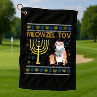 Meowzel Tov Ugly Hanukkah Cat Funny Golf Towel