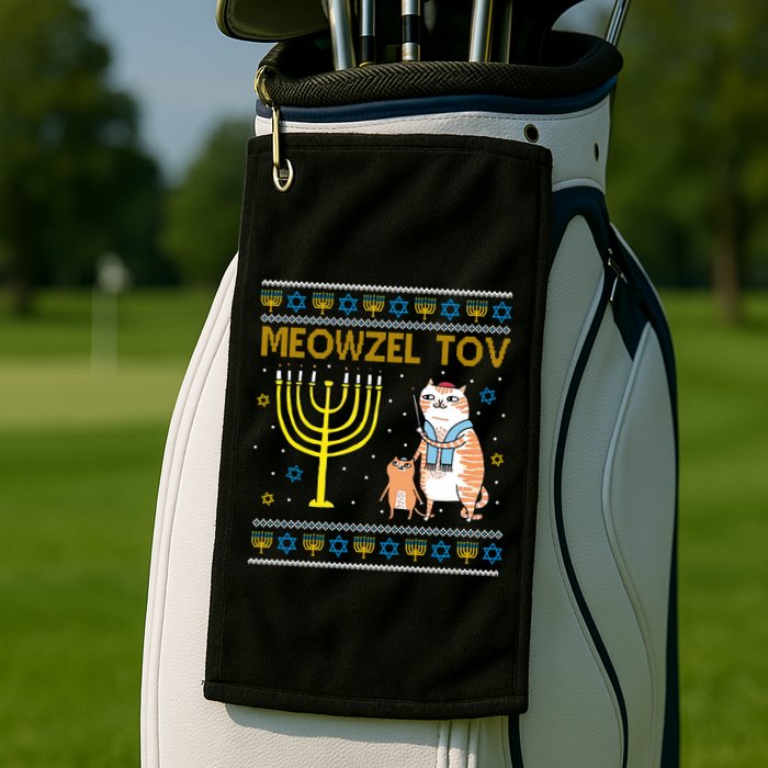 Meowzel Tov Ugly Hanukkah Cat Funny Golf Towel