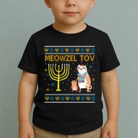 Meowzel Tov Ugly Hanukkah Cat Funny Toddler T-Shirt