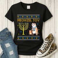 Meowzel Tov Ugly Hanukkah Cat Funny Womens T-Shirt