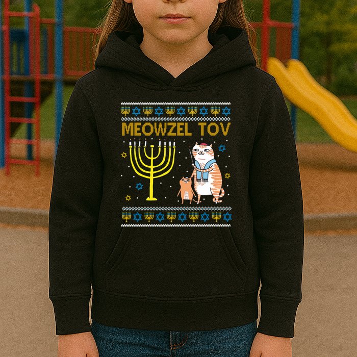 Meowzel Tov Ugly Hanukkah Cat Funny Kids Hoodie