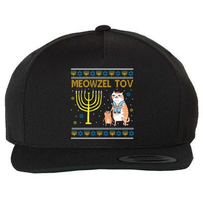 Meowzel Tov Ugly Hanukkah Cat Funny Wool Snapback Cap