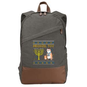 Meowzel Tov Ugly Hanukkah Cat Funny Cotton Canvas Backpack