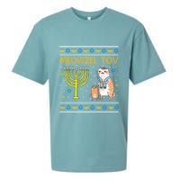 Meowzel Tov Ugly Hanukkah Cat Funny Sueded Cloud Jersey T-Shirt