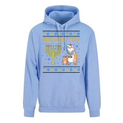 Meowzel Tov Ugly Hanukkah Cat Funny Unisex Surf Hoodie