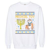 Meowzel Tov Ugly Hanukkah Cat Funny Garment-Dyed Sweatshirt
