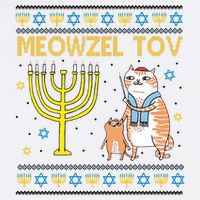 Meowzel Tov Ugly Hanukkah Cat Funny Garment-Dyed Sweatshirt