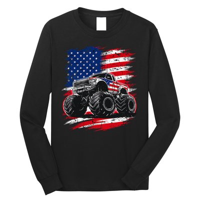 Monster Truck Usa Flag American Long Sleeve Shirt
